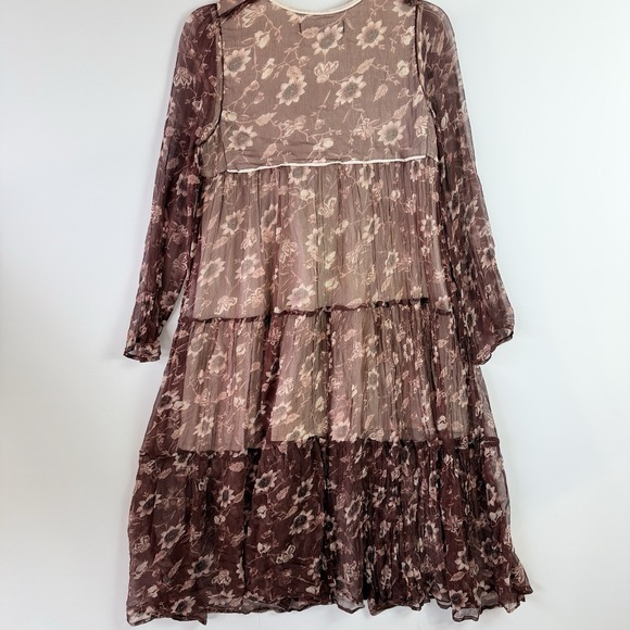 Christy Dawn The Paloma Dress Women S Rust Floral Tiered Sheer Boho $328 - Picture 4 of 14